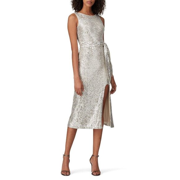 Dress The Population Silver Sequin Karlie Sheath Dress Women's Size X-Large XL